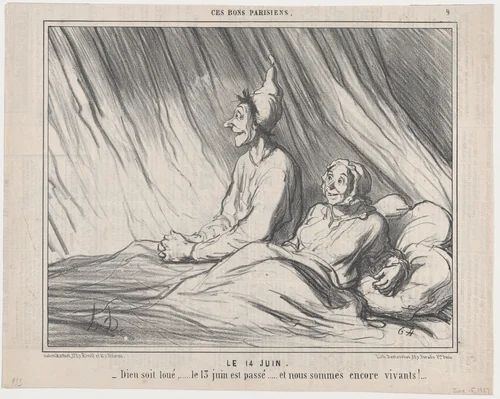 Le 14 Juin, from Ces Bons Parisiens, published in Le Charivari, June 15, 1857 by Honoré Daumier, print, 1857