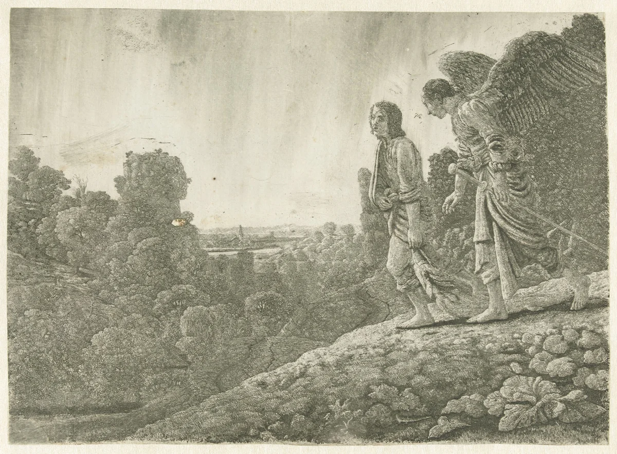 Tobias and the Angel by Hercules Segers, print, 1630-1633