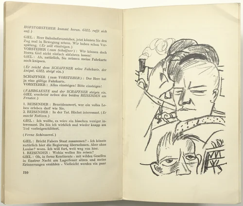 Illustration for Scene 10 (plate facing page 110) from Der Mensch ist kein Haustier (Man Is Not a Domestic Animal) by Max Beckmann, illustrated book, 1937