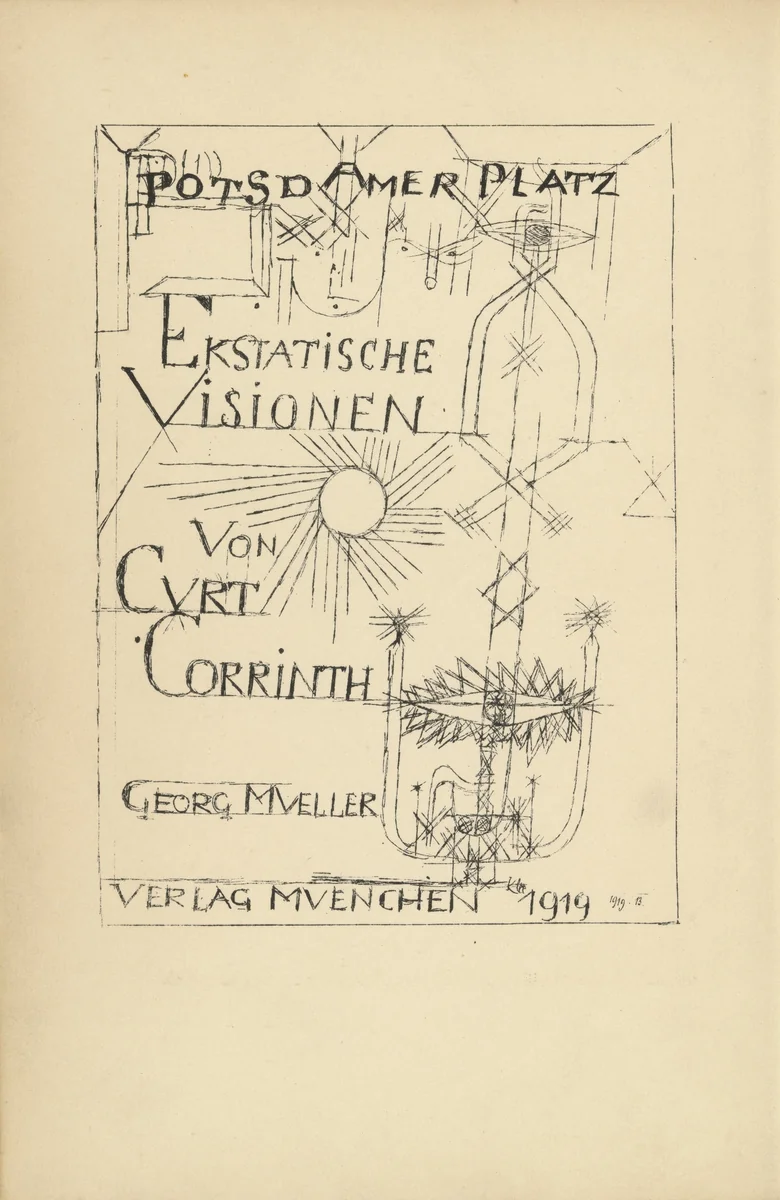 Frontispiece (page 2) from Potsdamer Platz oder Die Nächte des neuen Messias. Ekstatische Visionen (Potsdamer Platz or The Nights of the New Messiah. Ecstatic Visions) by Paul Klee, illustrated book, 1919