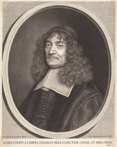 Marin Cureau de la Chambre by Antoine Masson; Pierre Mignard I, print, 1665