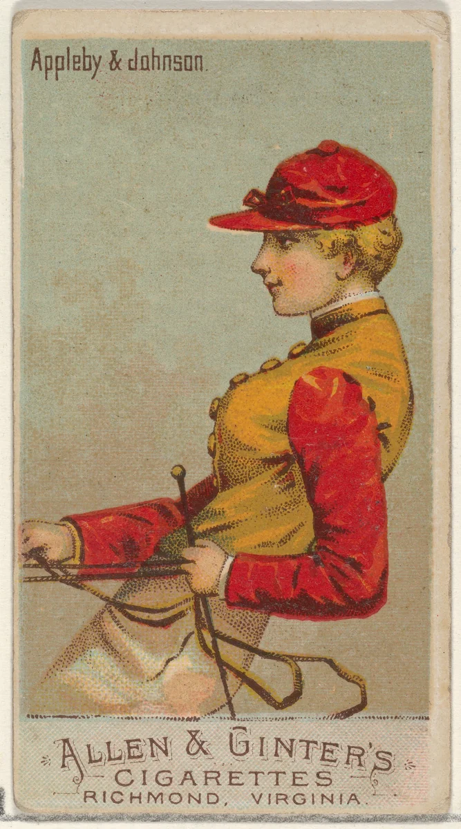 Appleby & Johnson, from the Racing Colors of the World series (N22a) for Allen & Ginter Cigarettes by Allen & Ginter, print, 1888