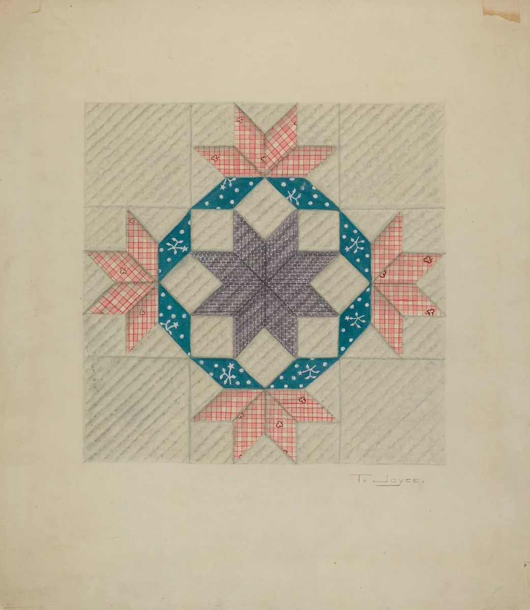 Patchwork Quilt Pattern by T. Joyce, index of american design, 1935-1942