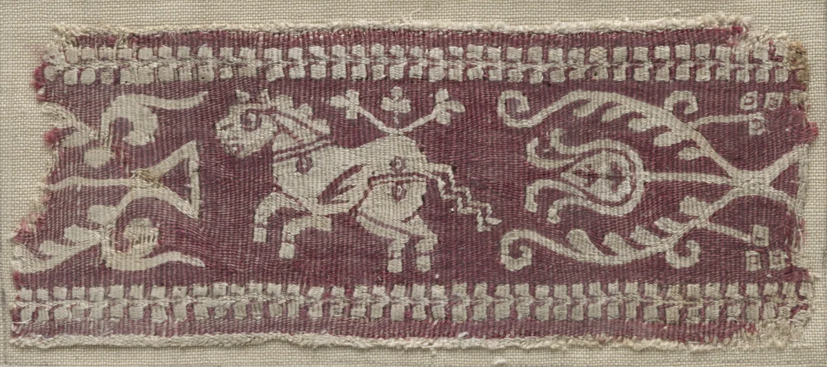 Fragment of a Band with Horse by Unknown, textile, 700-999