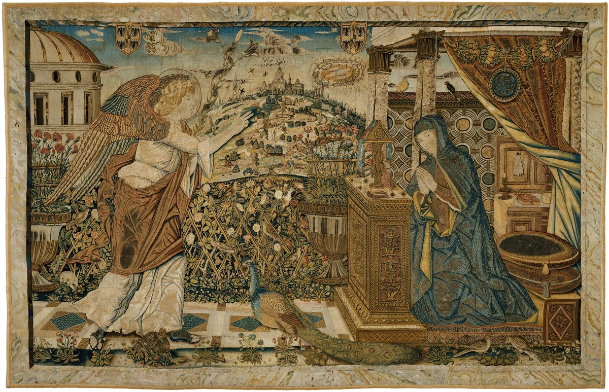 The Annunciation by Andrea Mantegna, textile, 1484-1519