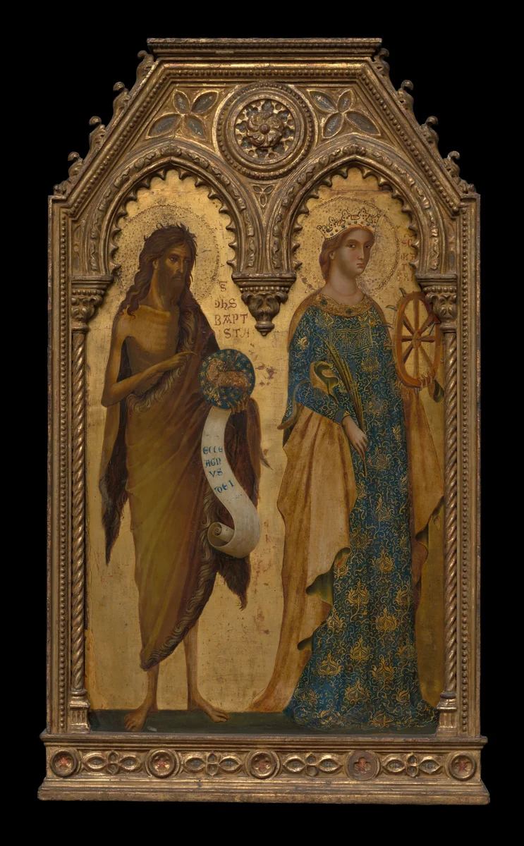 Saints John the Baptist and Catherine of Alexandria by Paolo Veneziano, painting, 1345-1355