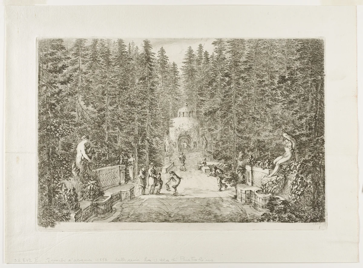 Les jets d'eau sortant de terre, from Vues de la villa de Pratolino by Stefano della Bella, print, 1653-1655