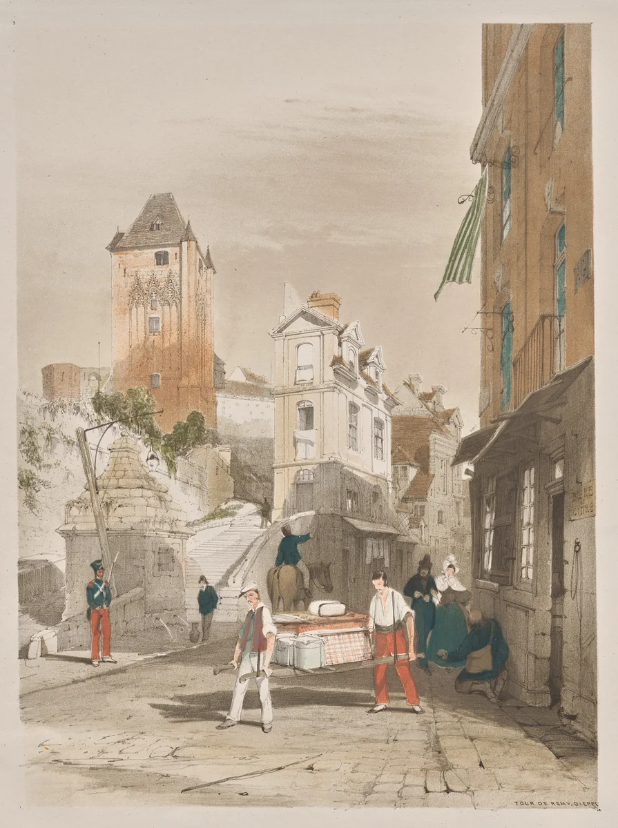 Picturesque Architecture in Paris, Ghent, Antwerp, Rouen: Tour de Remy, Dieppe, France by Thomas Shotter Boys, other, 1839