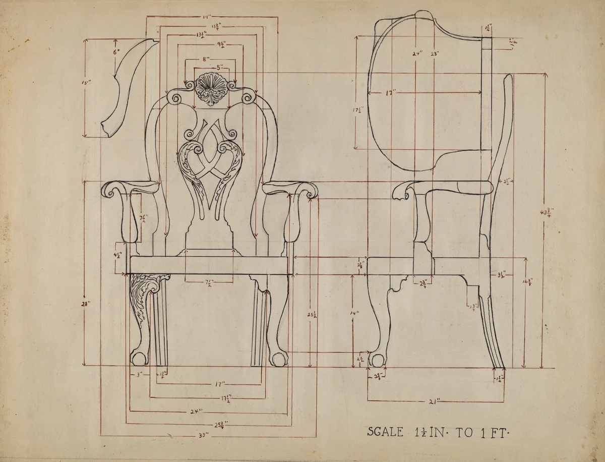 Chair by American 20th Century, index of american design, 1935-1942