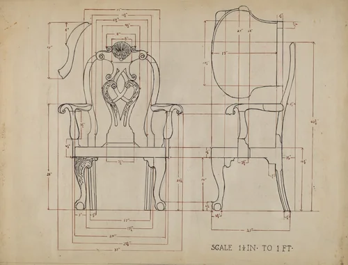 Chair by American 20th Century, index of american design, 1935-1942
