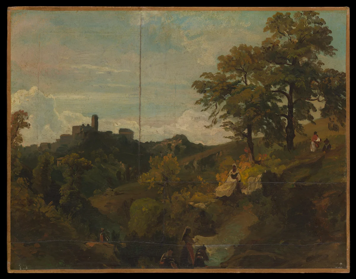 Roman Landscape by Arnold Böcklin, painting, 1850-1852