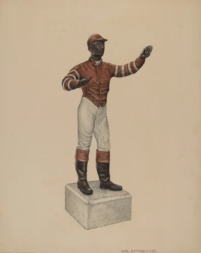 Cast Iron Dobbie: Jockey by Paul Poffinbarger, index of american design, 1939
