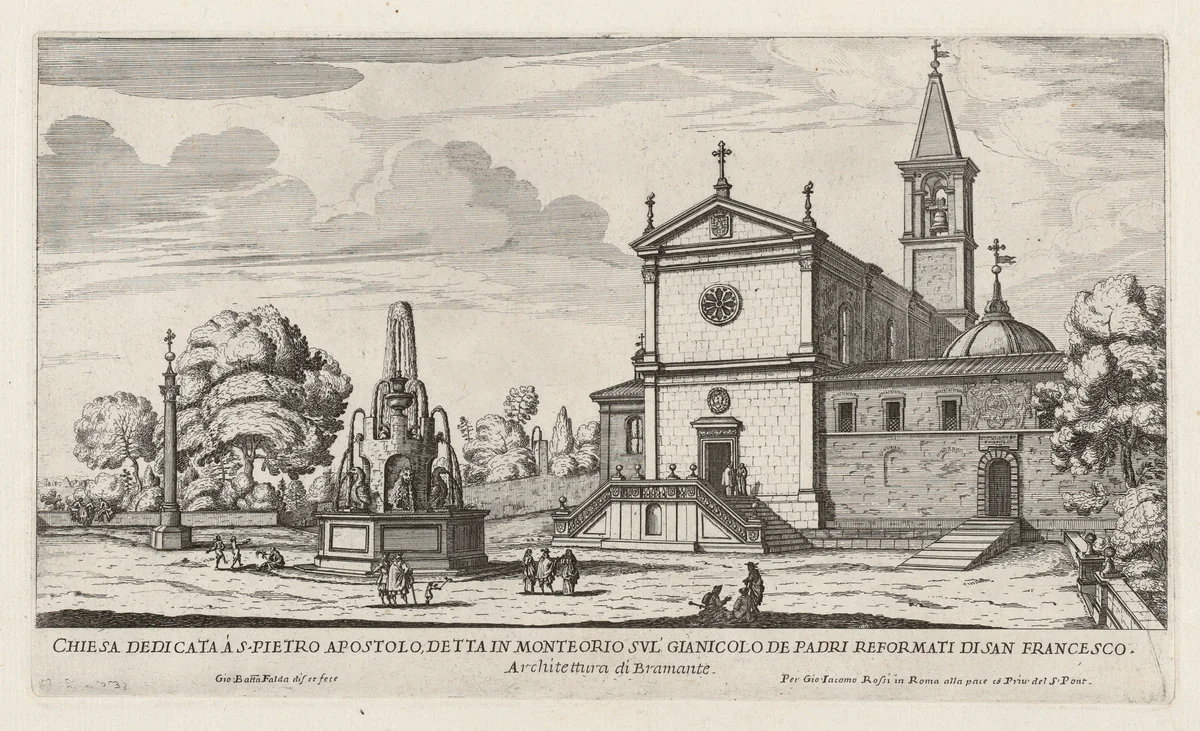 Chiesa dedicata à S. Pietro Apostolo (Church of San Pietro in Montorio) by Giovanni Battista Falda, print, 1664-1674