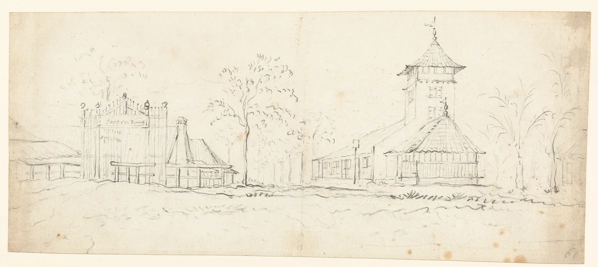 Buitenplaats Soorendaal met een kerk by anonymous, drawing, 1700