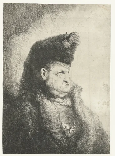 Bust of an Oriental with a Fur Hat by Jan Lievens, print, 1625-1632