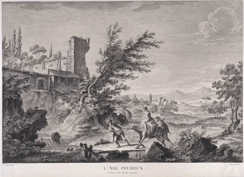 The Fearful Donkey by Joseph Vernet, print, 1749-1804