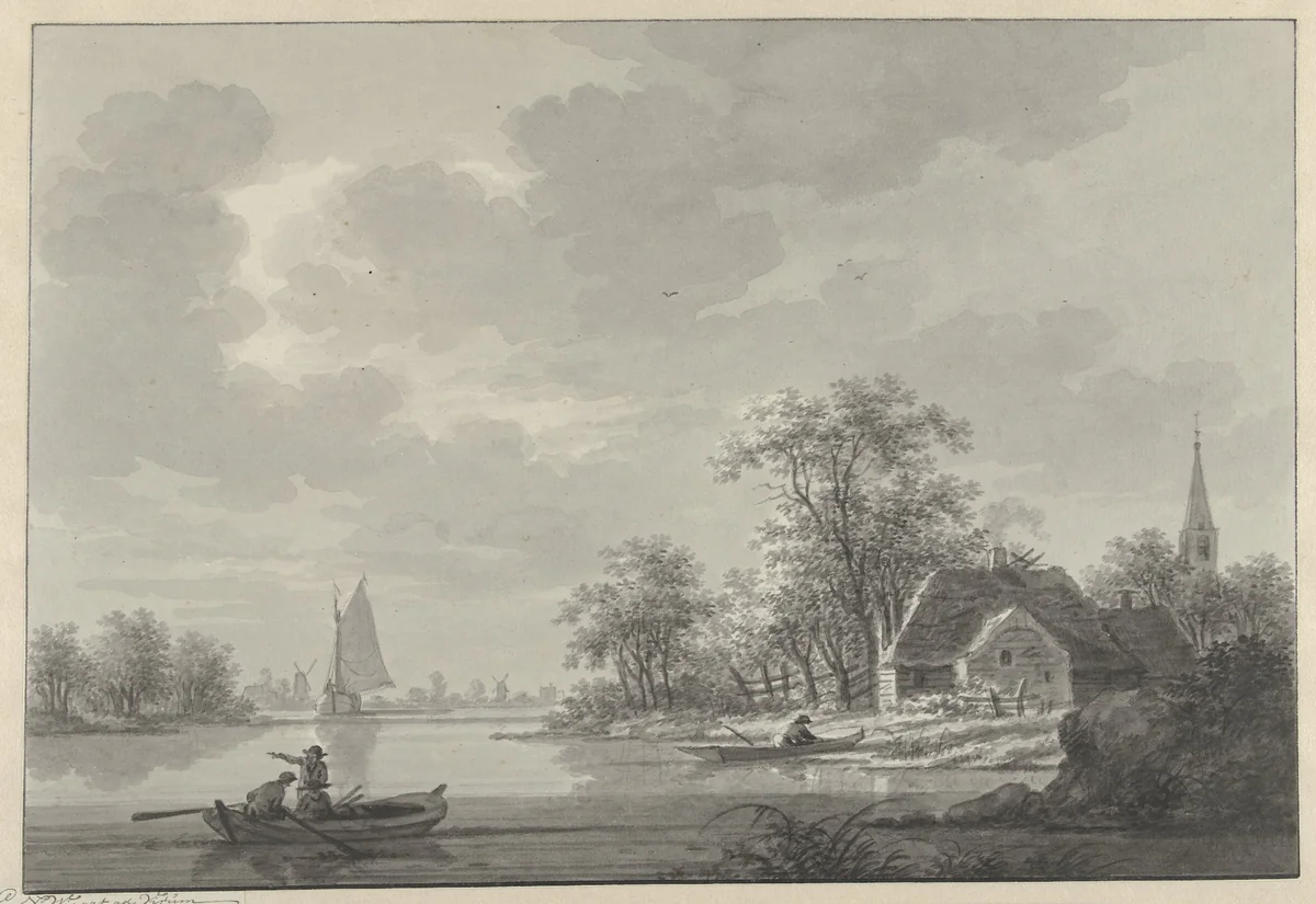 Het dorp Capelle aan de IJssel by Nicolaas Wicart, drawing, 1758-1815