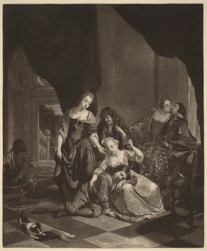 The Sleeping Boy by Nicolaas Verkolje, print, 1695-1705
