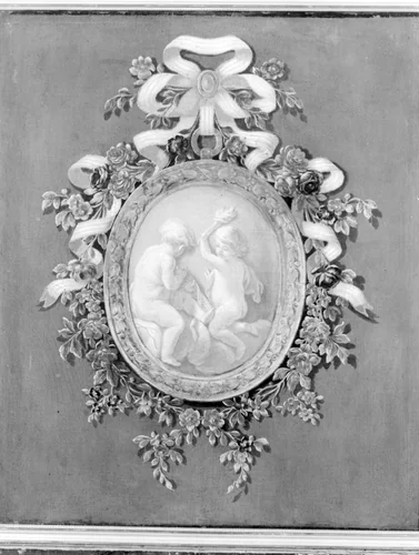 Putti in a Medallion by French Painter, painting, 1700-1799