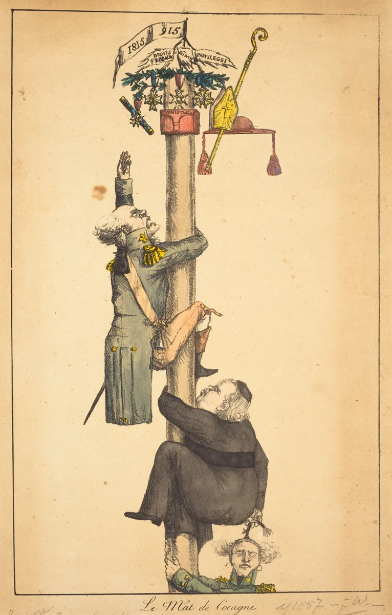 The Greasy Pole by French 19th Century, print, 1815