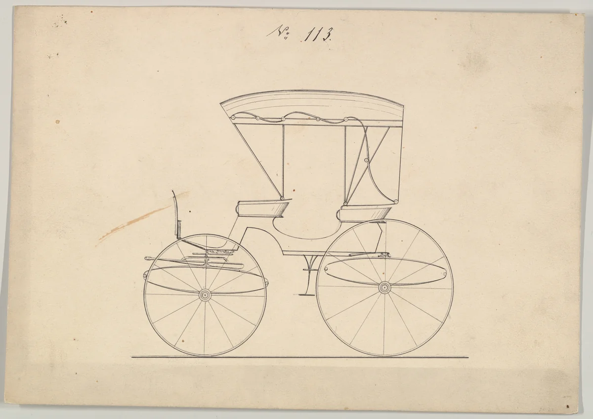 Design for Park Phaeton, no. 113 by Brewster & Co., drawing, 1850-1874