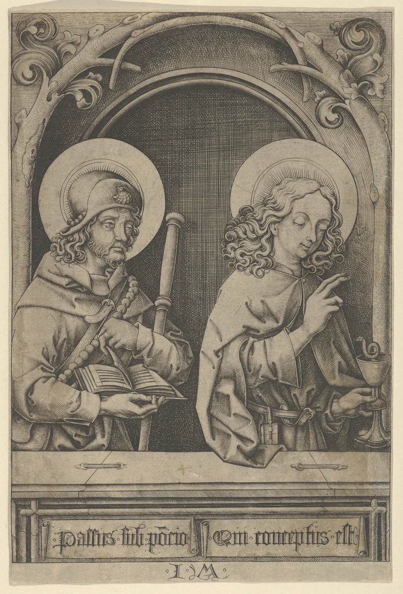 St. James the Greater and St. John, from The Apostles by Israhel van Meckenem, print, 1435-1503