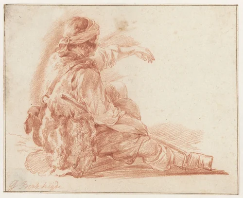 Seated Shepherd by Gerrit Berckheyde, drawing, 1648-1698