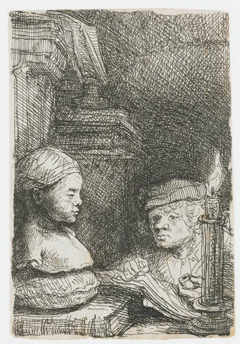 Man drawing from a cast by Rembrandt van Rijn, print, 1641