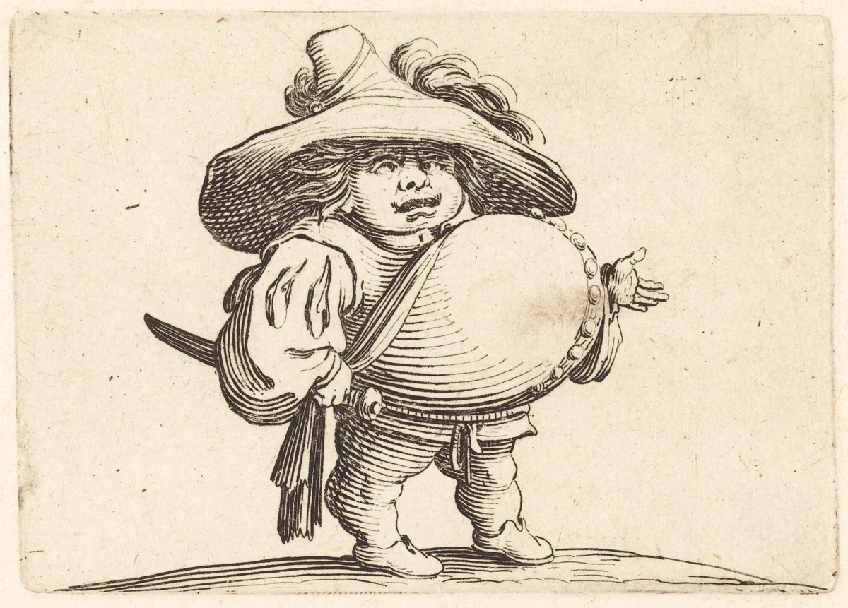 Man with Big Belly by Jacques Callot, print, 1622