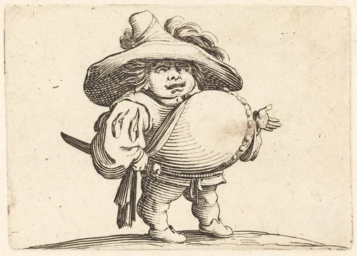 Man with Big Belly by Jacques Callot, print, 1622