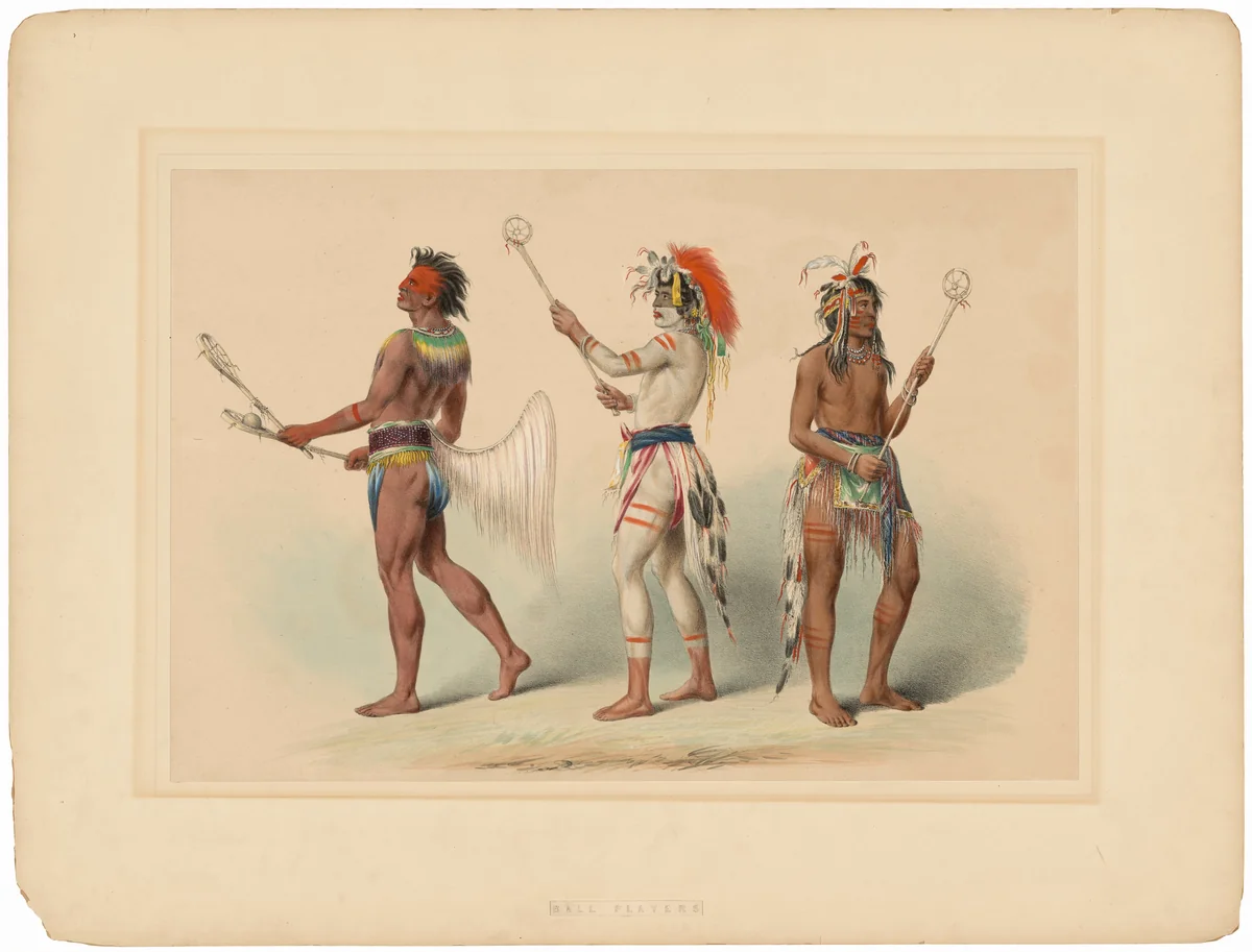 Ball Players by George Catlin, print, 1844