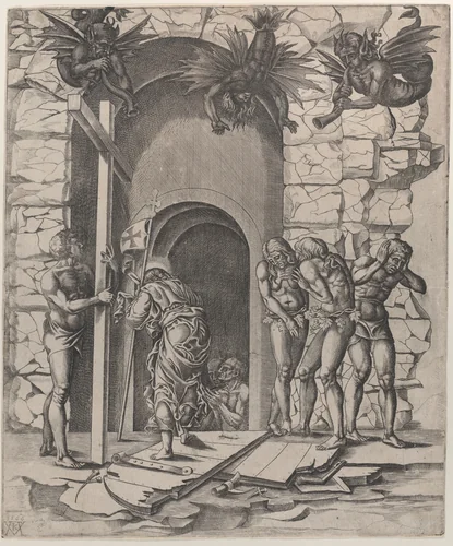 Christ descending into Limbo by Mario Cartaro, print, 1566