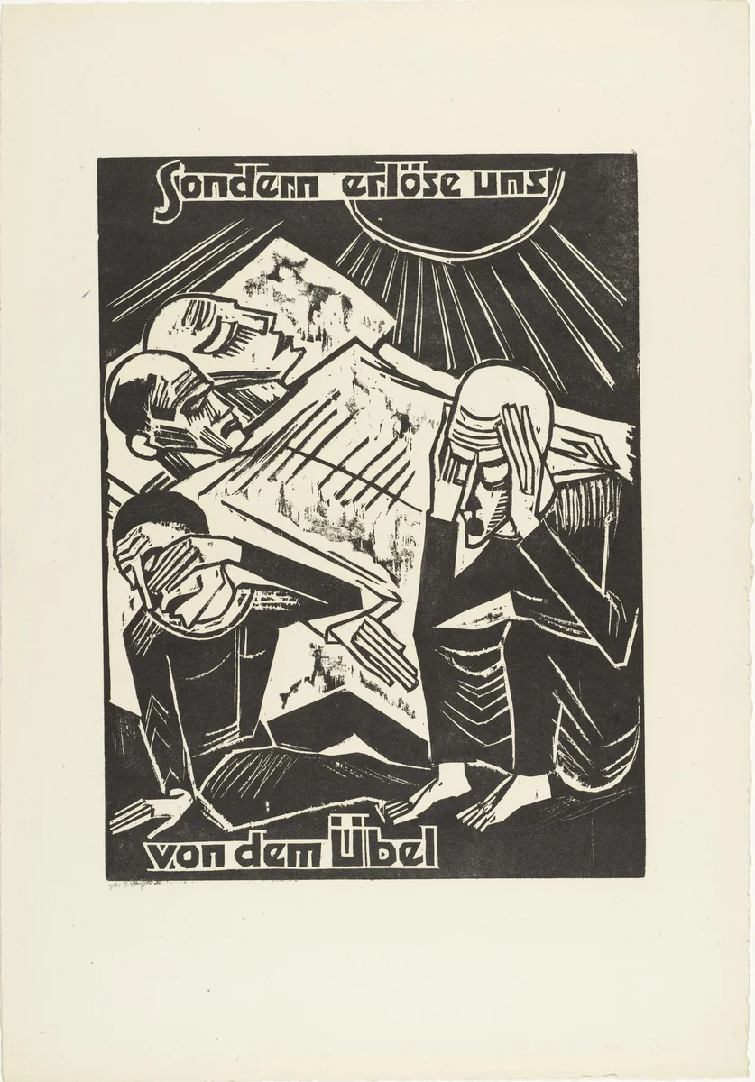 But deliver us from evil (Sondern erlöse uns von dem Übel) from The Lord's Prayer (Das Vater Unser) by Max Pechstein, print, 1921