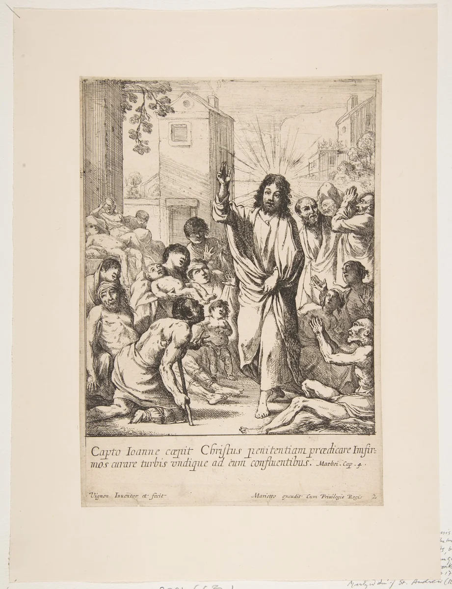 Healing the Infirm (Jésus-Christ guérit plusieurs malades en Galilée) by Claude Vignon, print, 1593-1670
