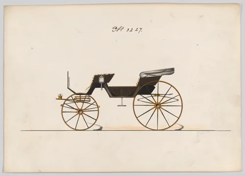 Design for 2 seat Phaeton, no. 3227 by Brewster & Co., drawing, 1876
