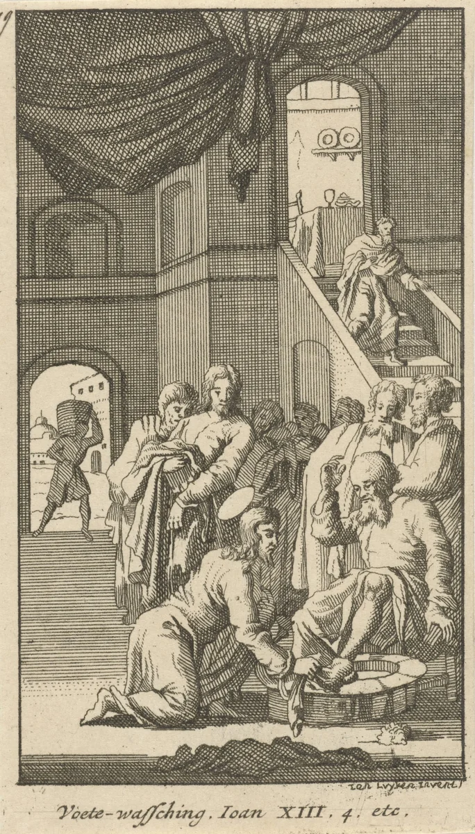 Voetwassing van Petrus by anonymous, print, 1720