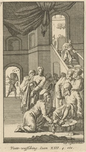 Voetwassing van Petrus by anonymous, print, 1720
