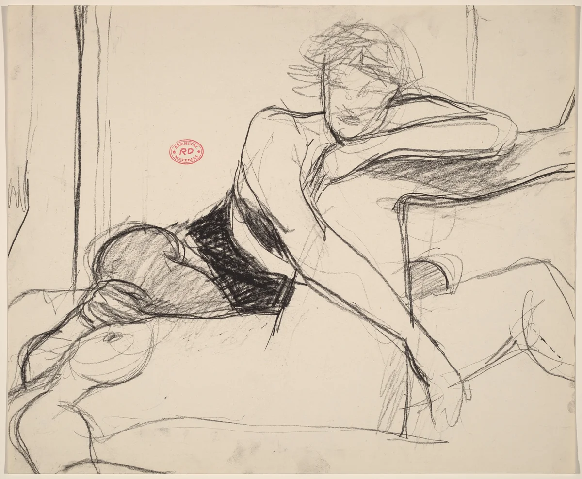 Untitled [two female models resting together] by Richard Diebenkorn, drawing, 1955-1967