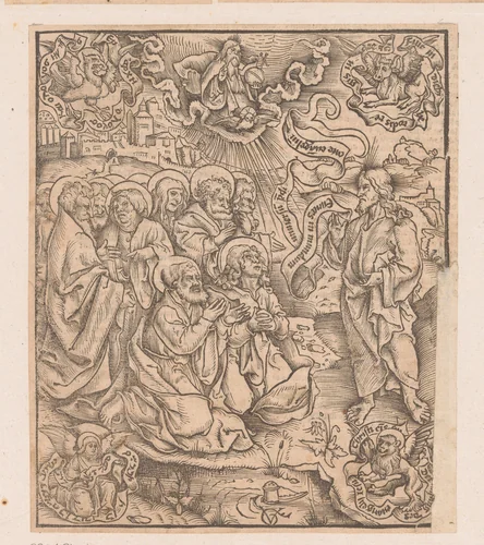 Christus stuurt zijn discipelen erop uit om het Evangelie te verspreiden by anonymous, print, 1511