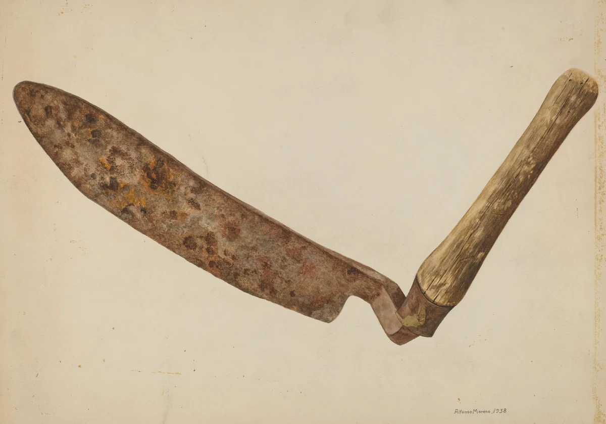 Hay Knife by Alfonso Moreno, index of american design, 1938