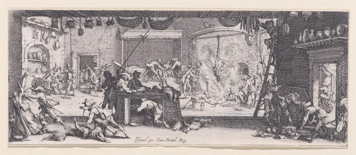 Le Pillage d'une Ferme, plate 5 from "Les Misères et les Mal-Heures de la Guerre" (The Miseries and Misfortunes of War) by Jacques Callot, print, 1633