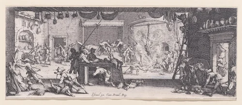 Le Pillage d'une Ferme, plate 5 from "Les Misères et les Mal-Heures de la Guerre" (The Miseries and Misfortunes of War) by Jacques Callot, print, 1633