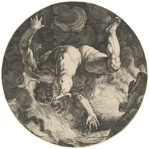 Ixion by Hendrick Goltzius; Cornelis Cornelisz van Haarlem, print, 1588