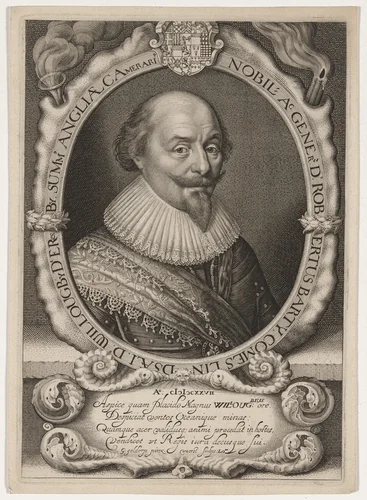 Robert Bertie, First Earl of Lindsey, Royalist, Fell at Edgehill by Robert van Voerst; Georg Geldorp, print, 1627