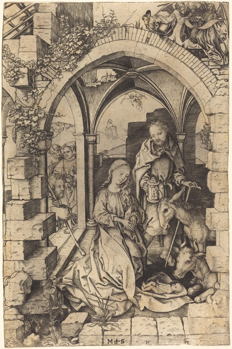 The Nativity by Martin Schongauer, print, 1470-1475