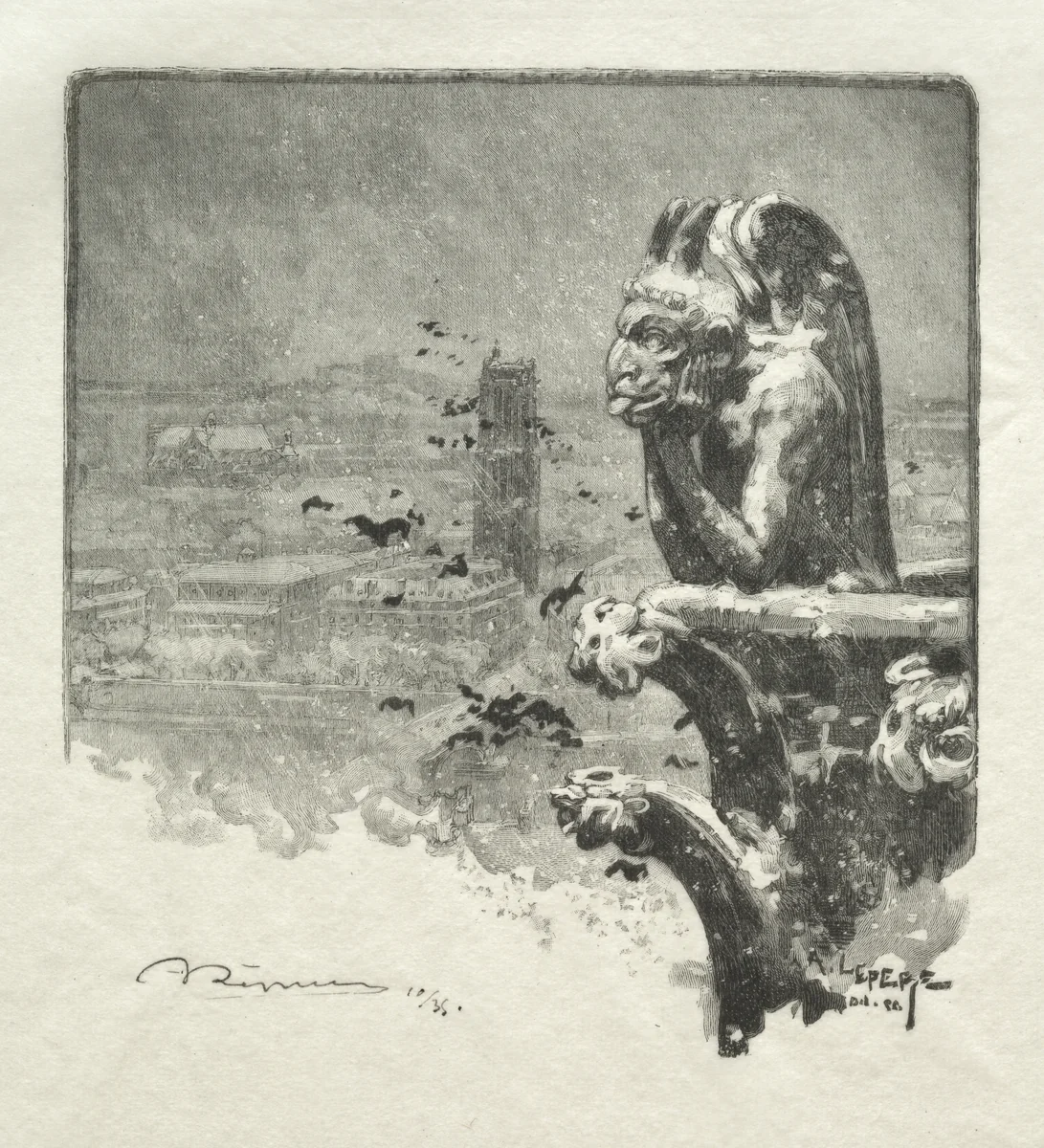 Le Stryge de Notre Dame by Auguste Louis Lepère, print, 1890