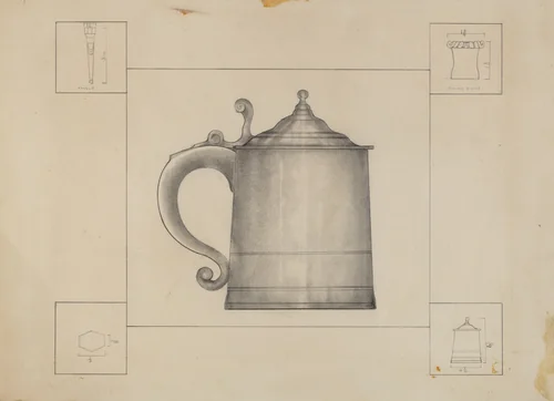 Pewter Tankard by Henry Meyers, index of american design, 1936