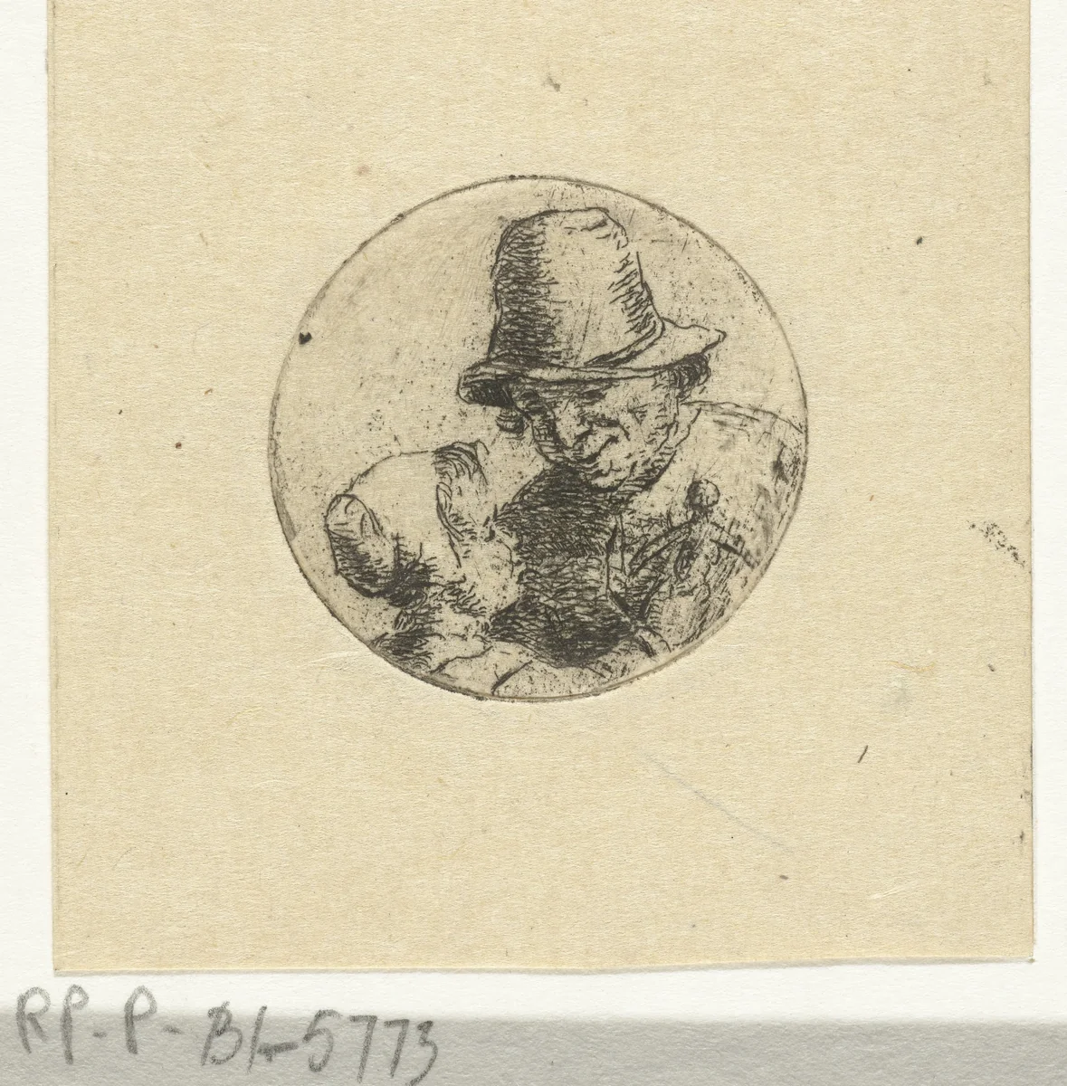 Buste van onbekende man met dochter by Christina Chalon, print, 1758-1808