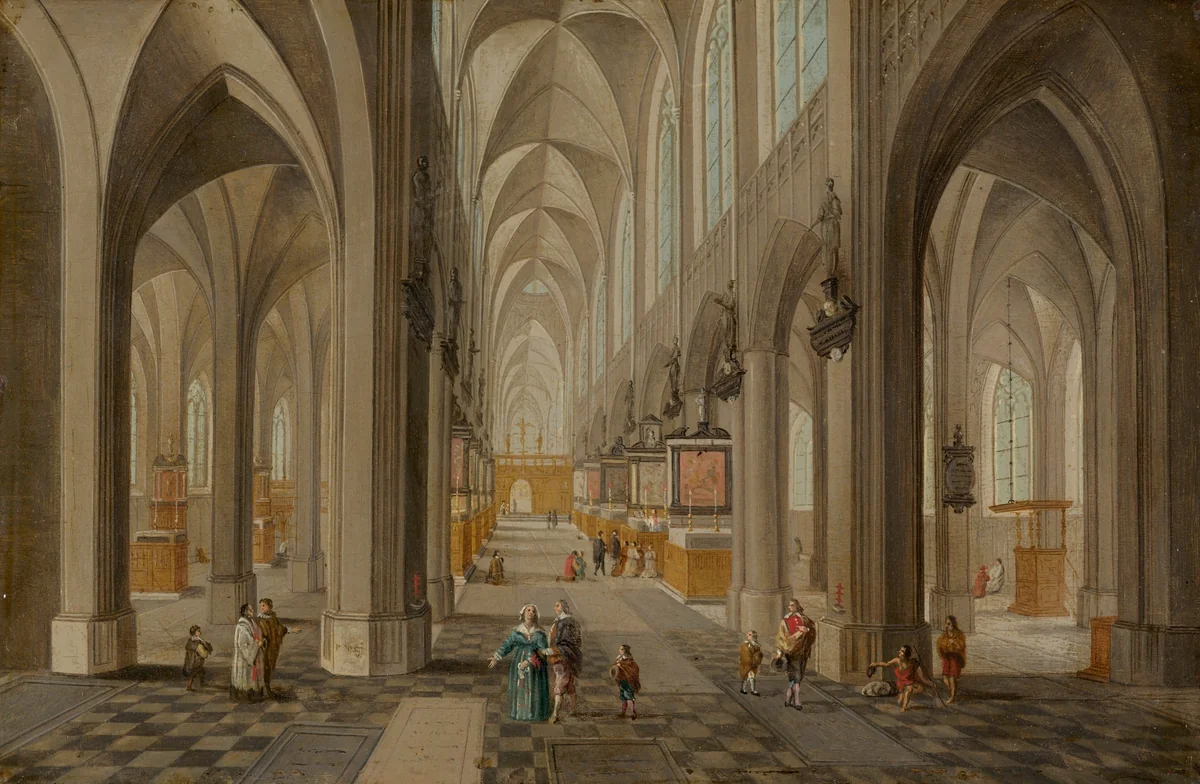Antwerp Cathedral by Peeter Neeffs the Elder, painting, 1650-1655