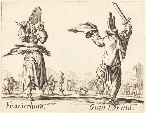 Fracischina and Gian Farina by Jacques Callot, print, 1622